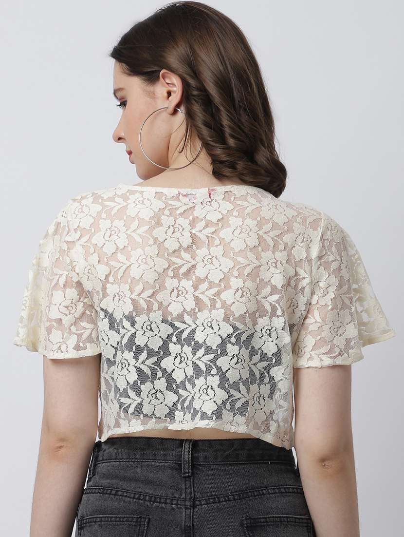 white cotton shrug - 20159514 -  Standard Image - 3