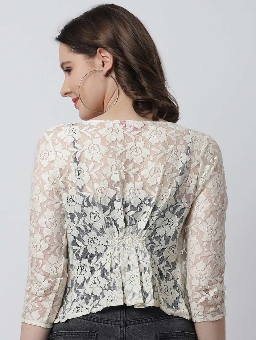 white cotton shrug - 20159516 -  Standard Image - 3