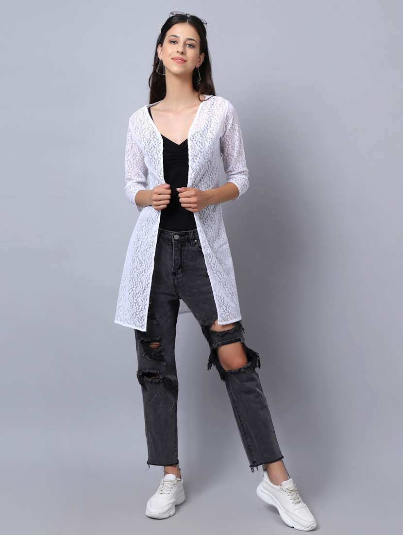 white cotton shrug - 20159523 -  Standard Image - 3