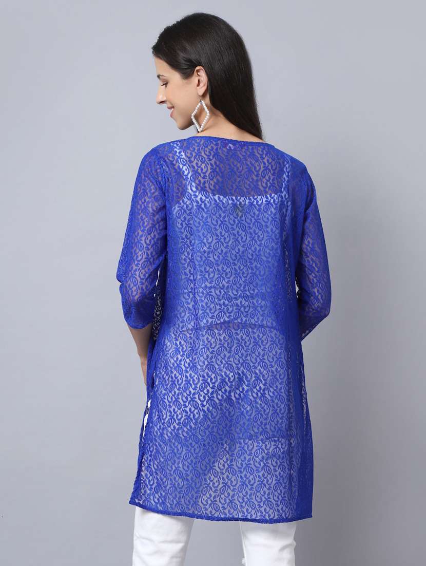 blue cotton shrug - 20159528 -  Standard Image - 3