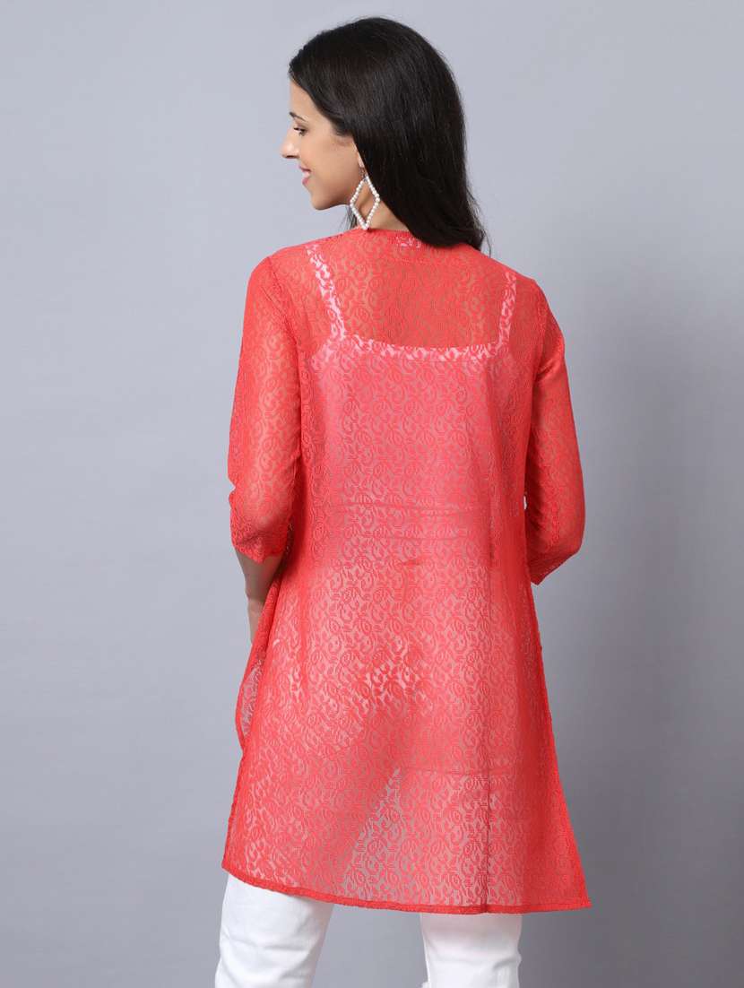 red cotton shrug - 20159533 -  Standard Image - 3