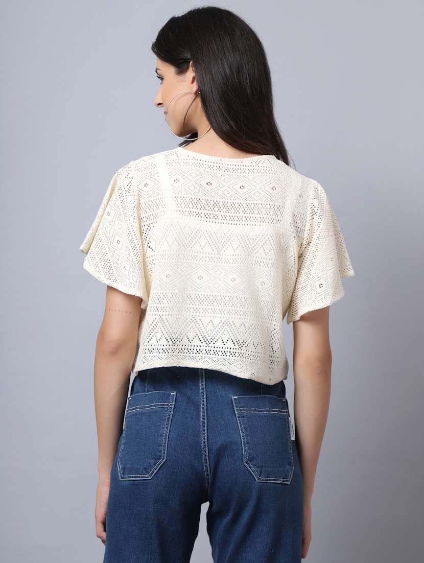 off white cotton shrug - 20159535 -  Standard Image - 3