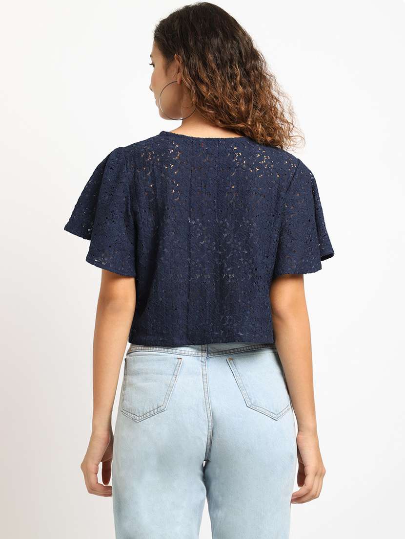 blue cotton blend shrug - 20159558 -  Standard Image - 3