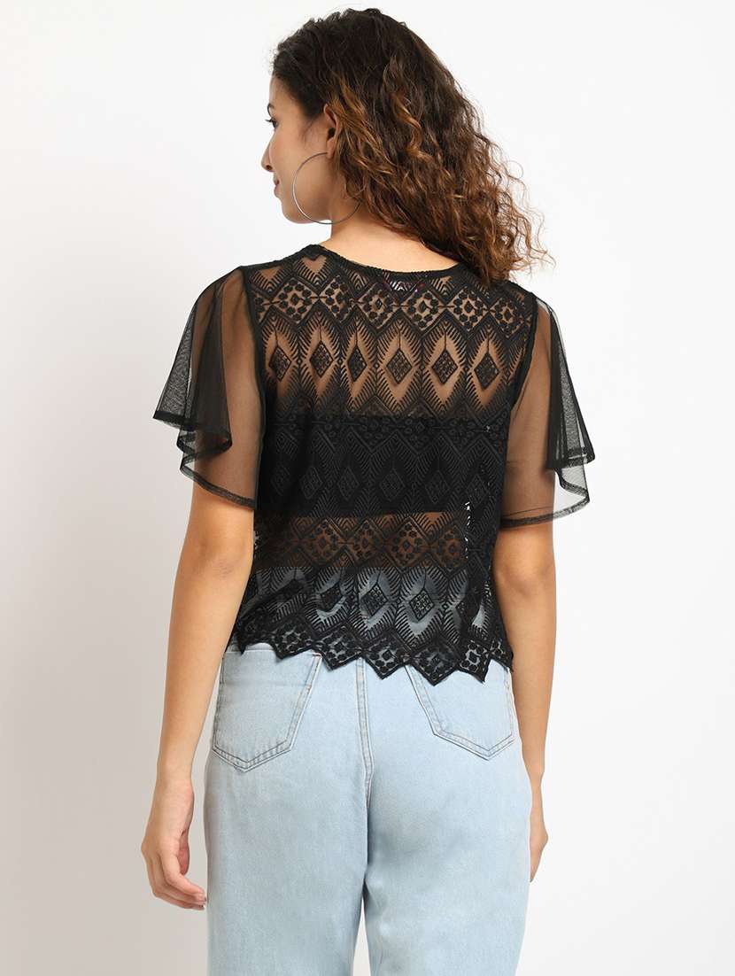 black cotton blend shrug - 20159563 -  Standard Image - 3