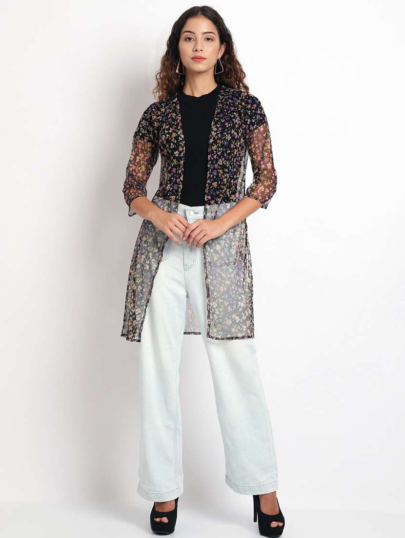 black cotton blend shrug