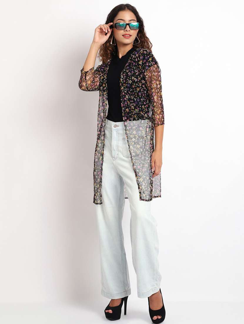 black cotton blend shrug - 20159581 -  Standard Image - 3