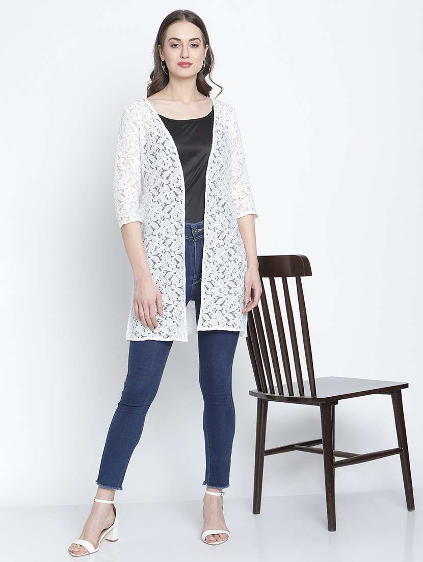 white cotton shrug - 20159608 -  Standard Image - 3