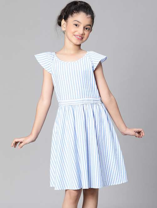 girls round neck cap sleeve frock