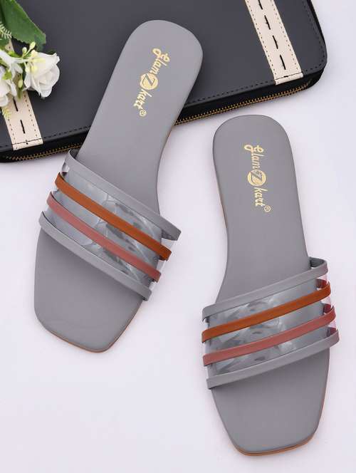 grey synthetic flat forms sandals - 20160144 -  Standard Image - 0