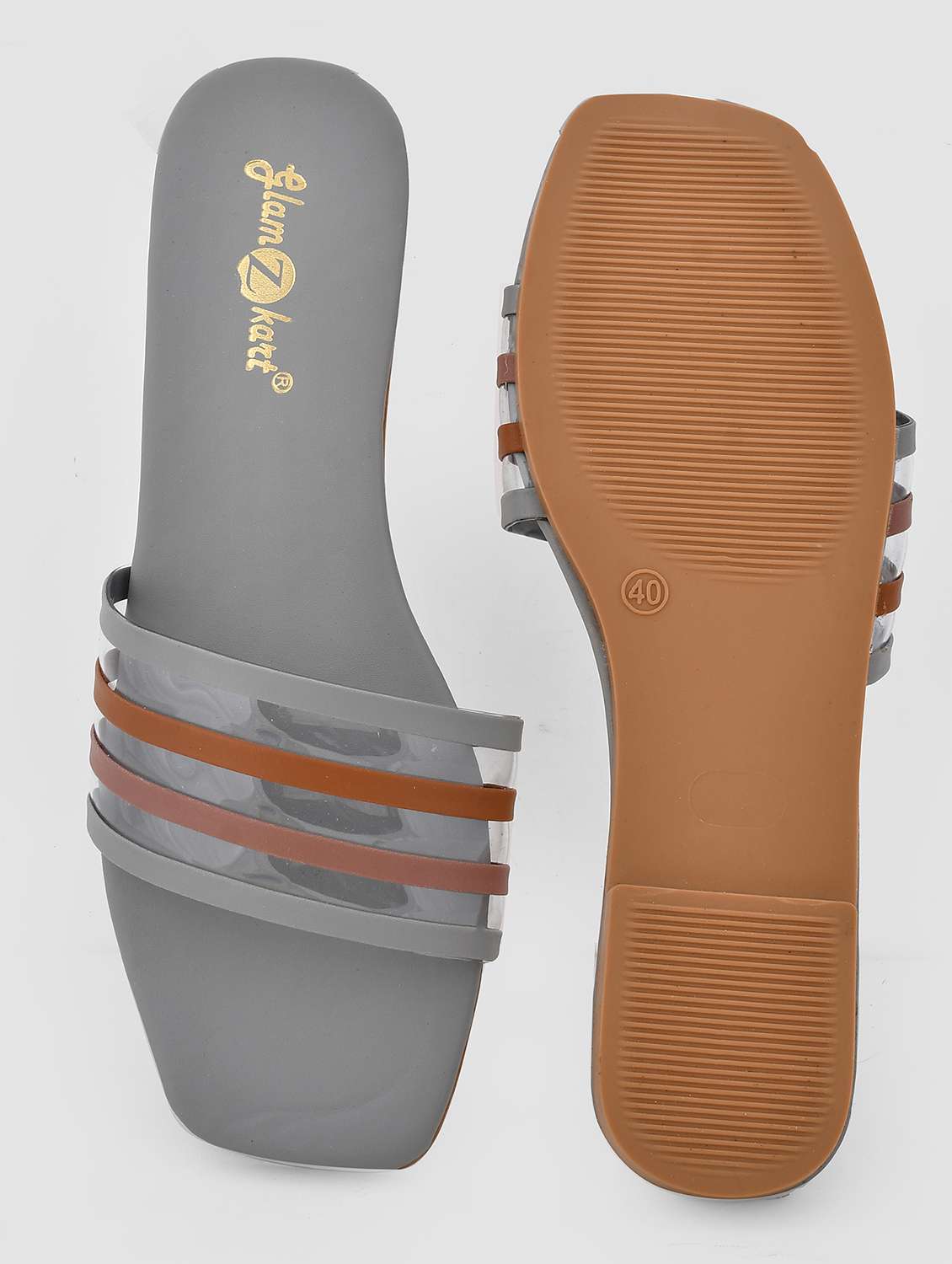 grey synthetic flat forms sandals - 20160144 - Standard Image - 3
