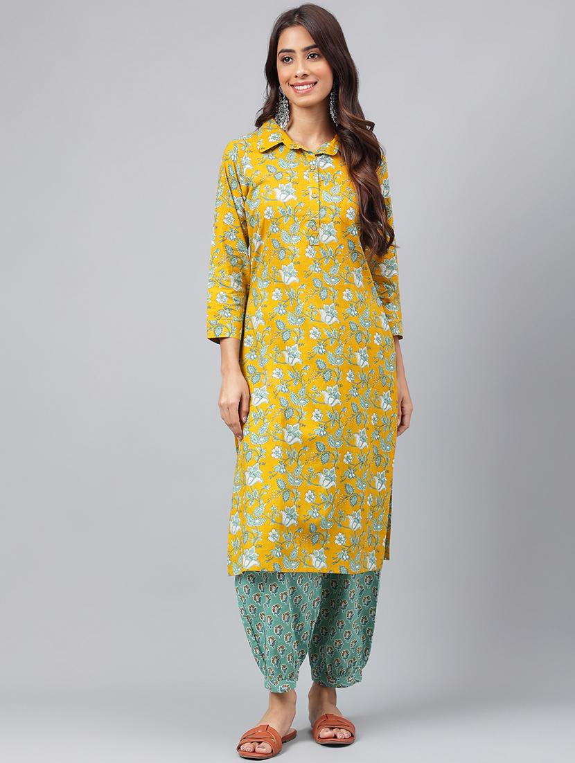 yellow floral printed kurta salwar set - 20161213 - Zoom Image - 0