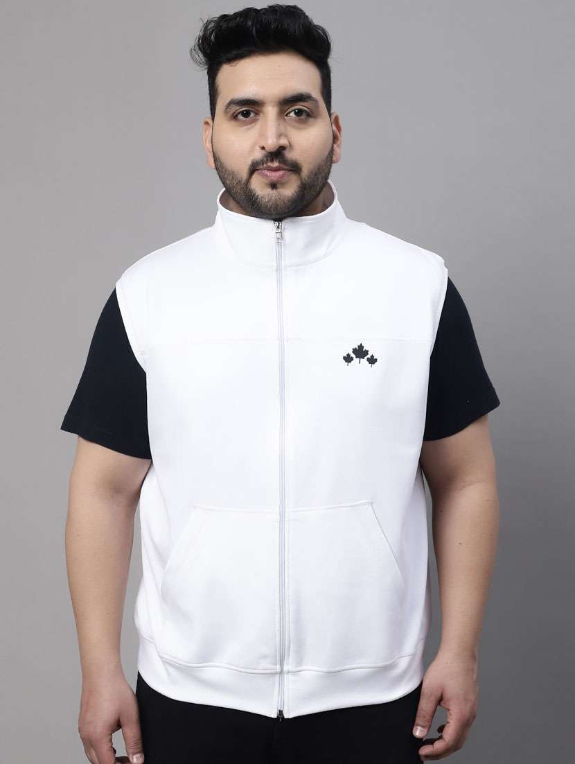 white solid sleeveless casual jacket