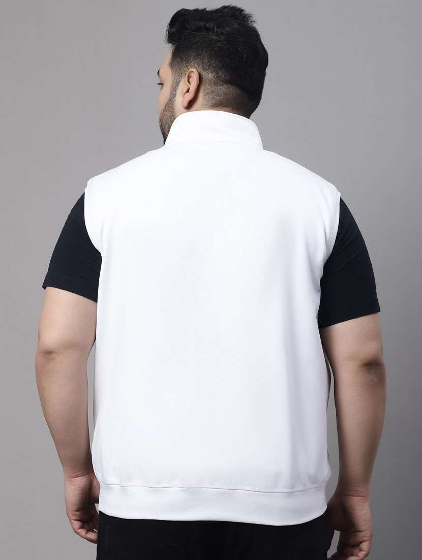 white solid sleeveless casual jacket - 20161375 -  Standard Image - 3