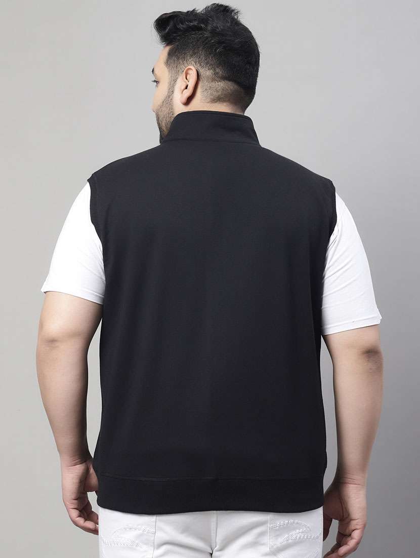 black solid sleeveless casual jacket - 20161380 -  Standard Image - 3