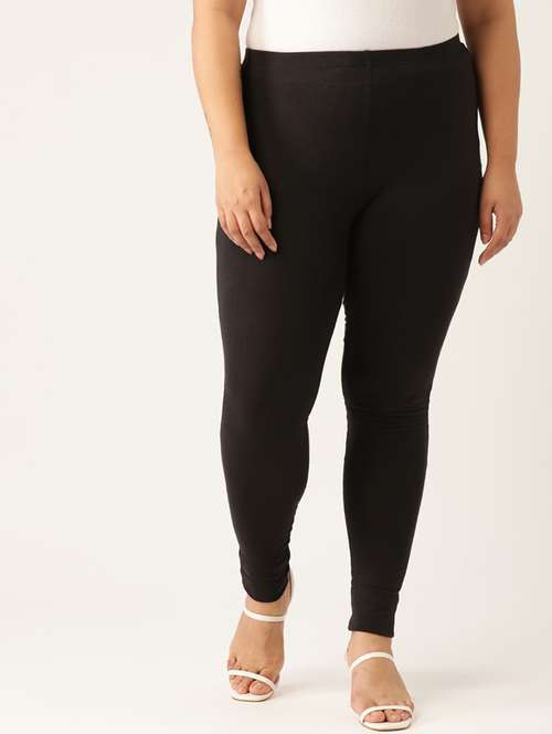 plus size black solid full length legging - 20162212 - Standard Image - 0