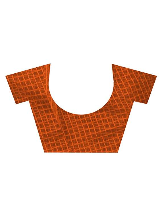 women's checks orange colored saree with blouse - 20163193 -  Standard Image - 3