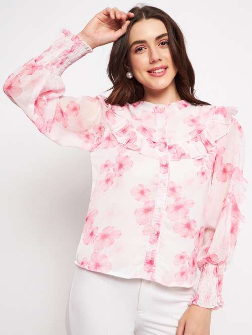 pink floral ruffle top - 20164056 -  Standard Image - 0