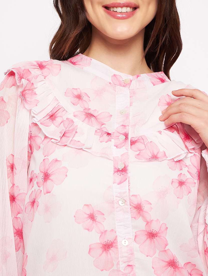 pink floral ruffle top - 20164056 -  Standard Image - 5