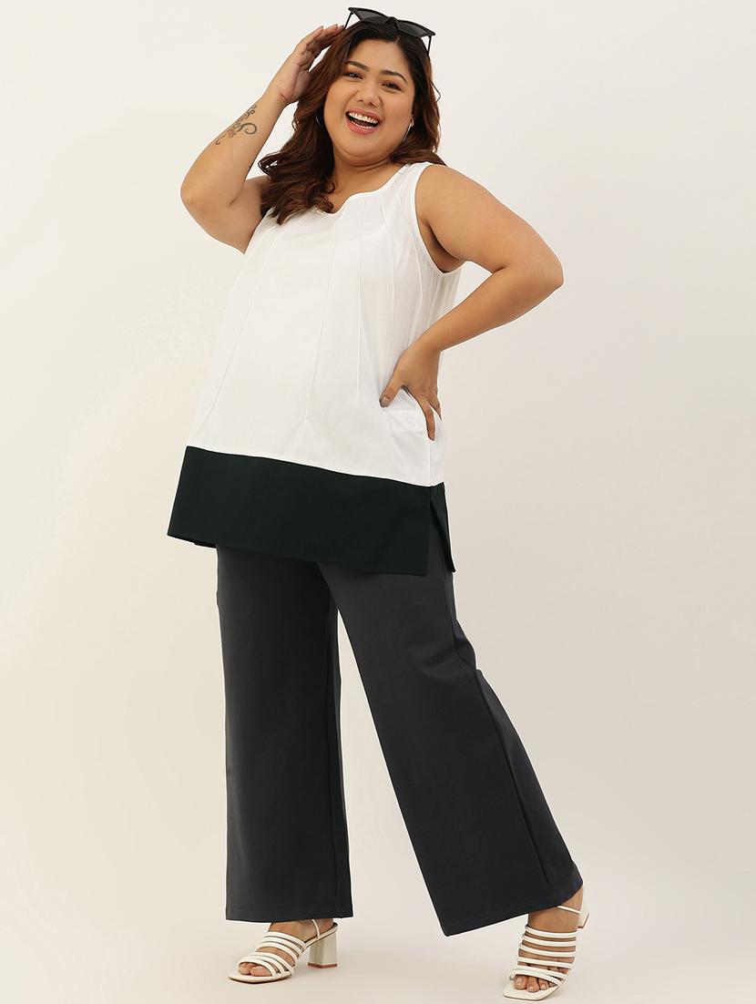 women solid flat front wide leg trouser - 20164068 - Standard Image - 3