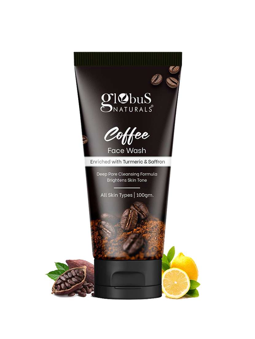 globus naturals coffee face wash enriched with turmeric & saffron, 100 gms