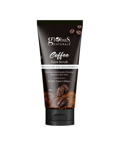 globus naturals coffee face scrub enriched with aloe vera & kokam, 100 gms