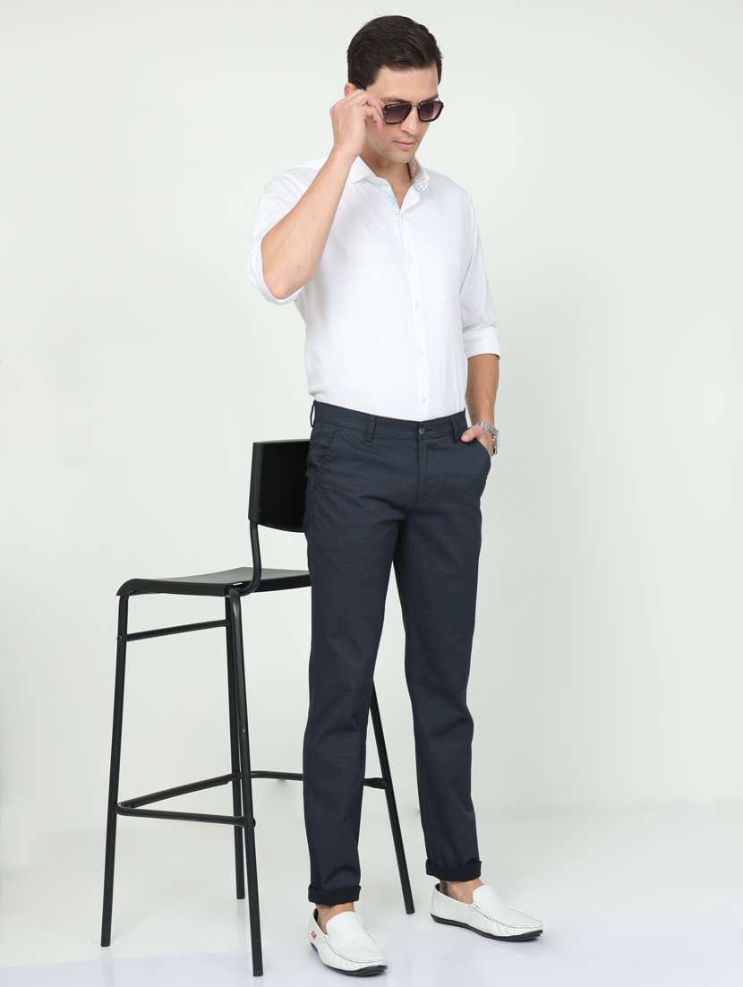 solid flat front casual trouser - 20164163 - Standard Image - 3