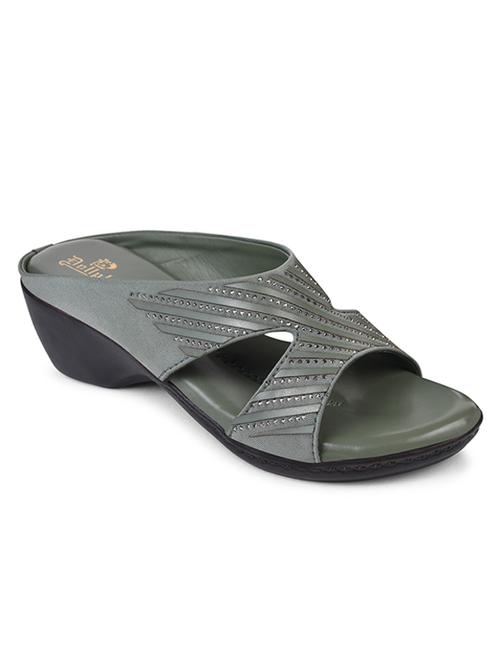 green slip on sandal - 20165235 -  Standard Image - 0