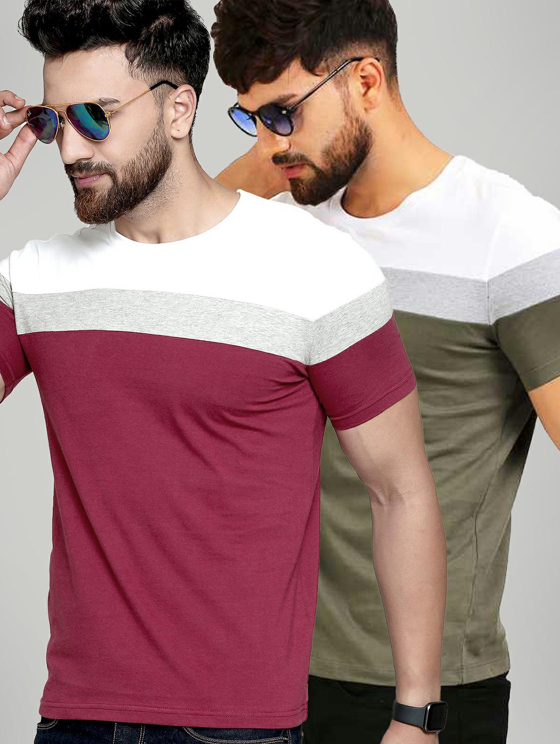 pack of 2 color block regular t-shirt - 20165252 - Zoom Image - 0