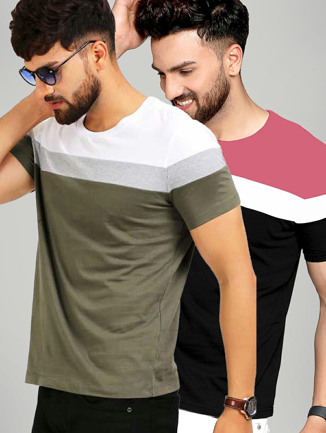 pack of 2 color block regular t-shirts - 20165271 - Zoom Image - 0