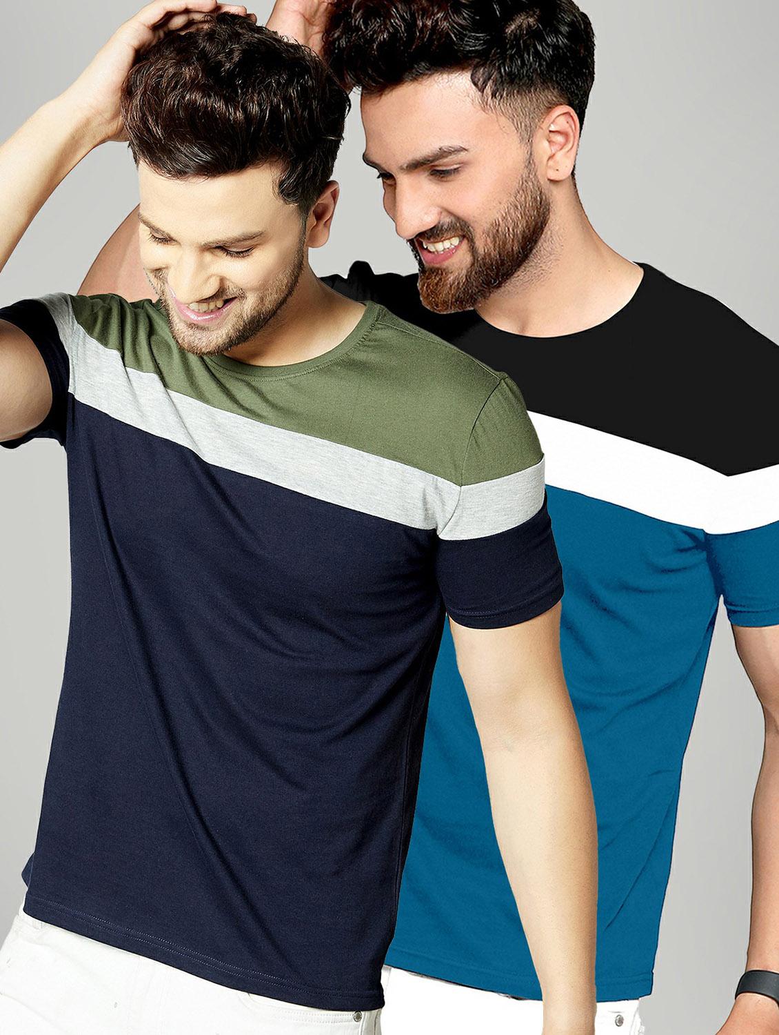 pack of 2 color block regular t-shirts - 20165288 - Zoom Image - 0