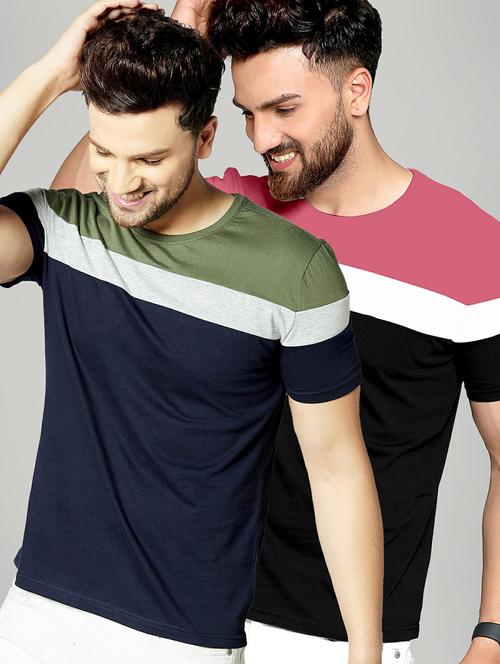 pack of 2 color block regular t-shirts - 20165291 - Standard Image - 0