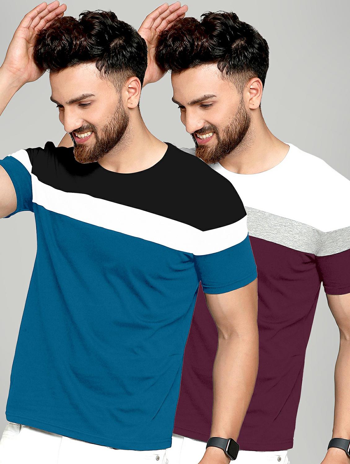 pack of 2 color block regular t-shirt - 20165305 -  Zoom Image - 0
