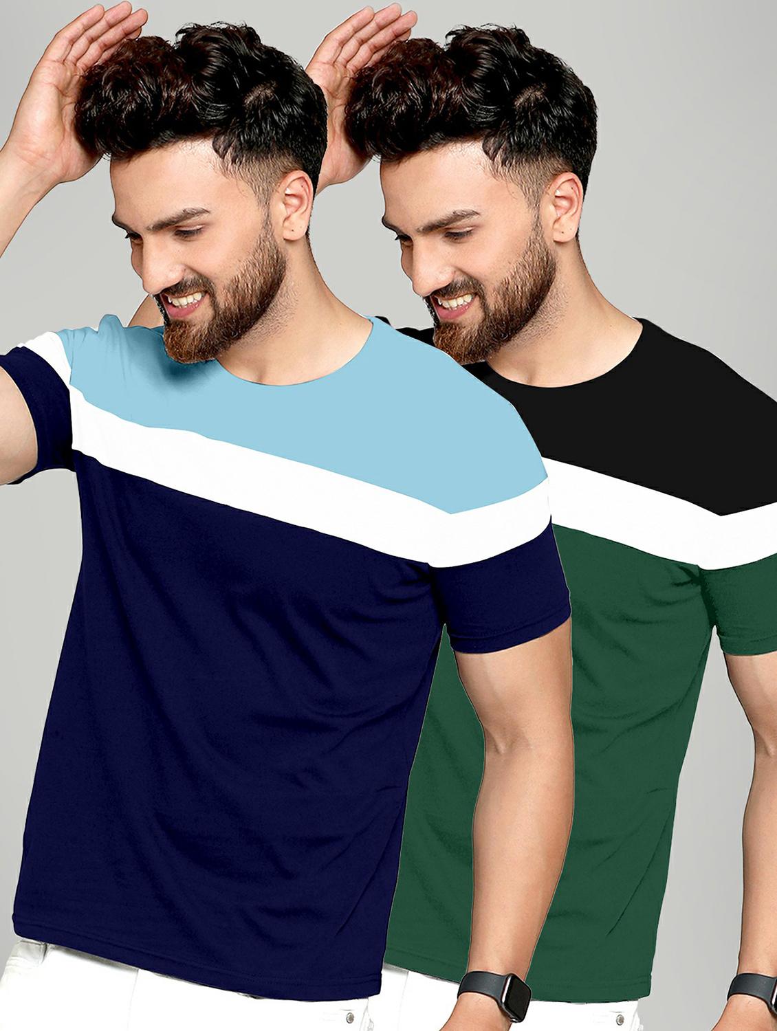 pack of 2 color block regular t-shirt - 20165313 - Zoom Image - 0