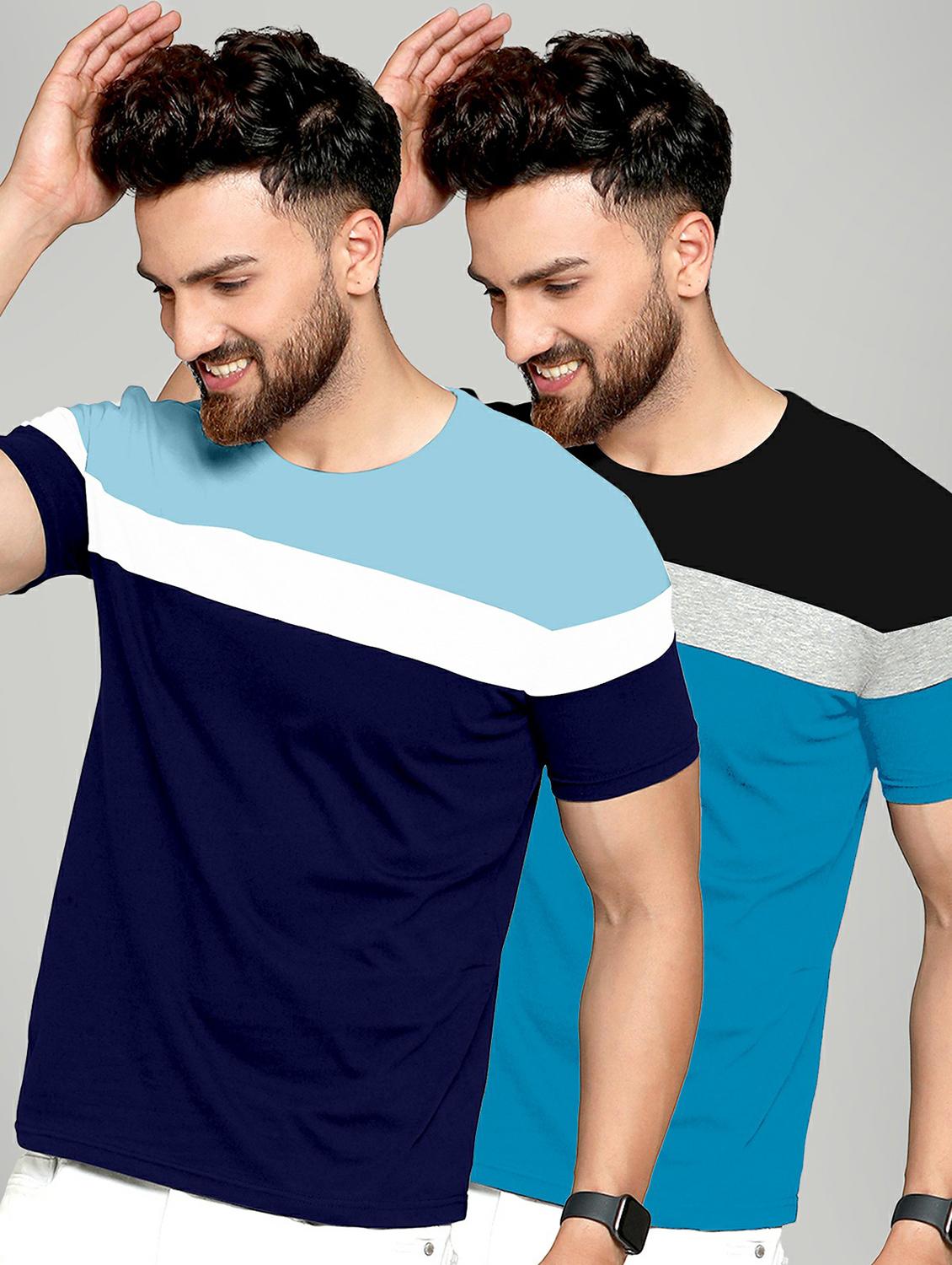 pack of 2 color block regular t-shirt - 20165314 -  Zoom Image - 0
