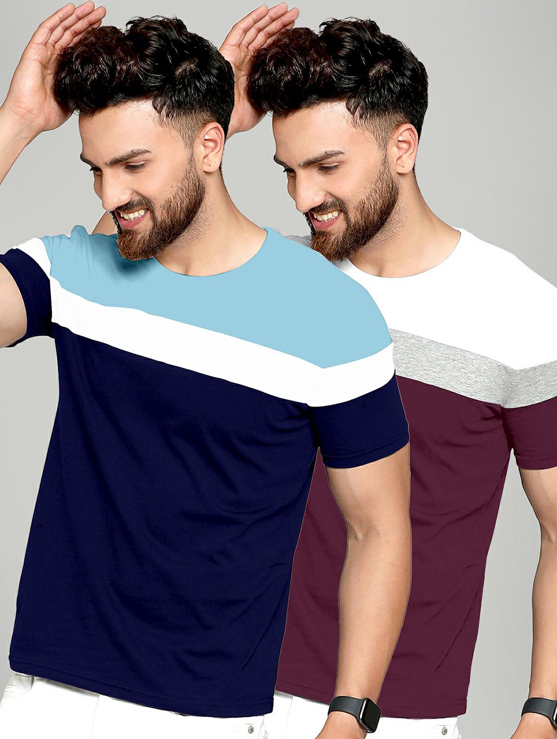 pack of 2 color block regular t-shirt - 20165315 -  Zoom Image - 0