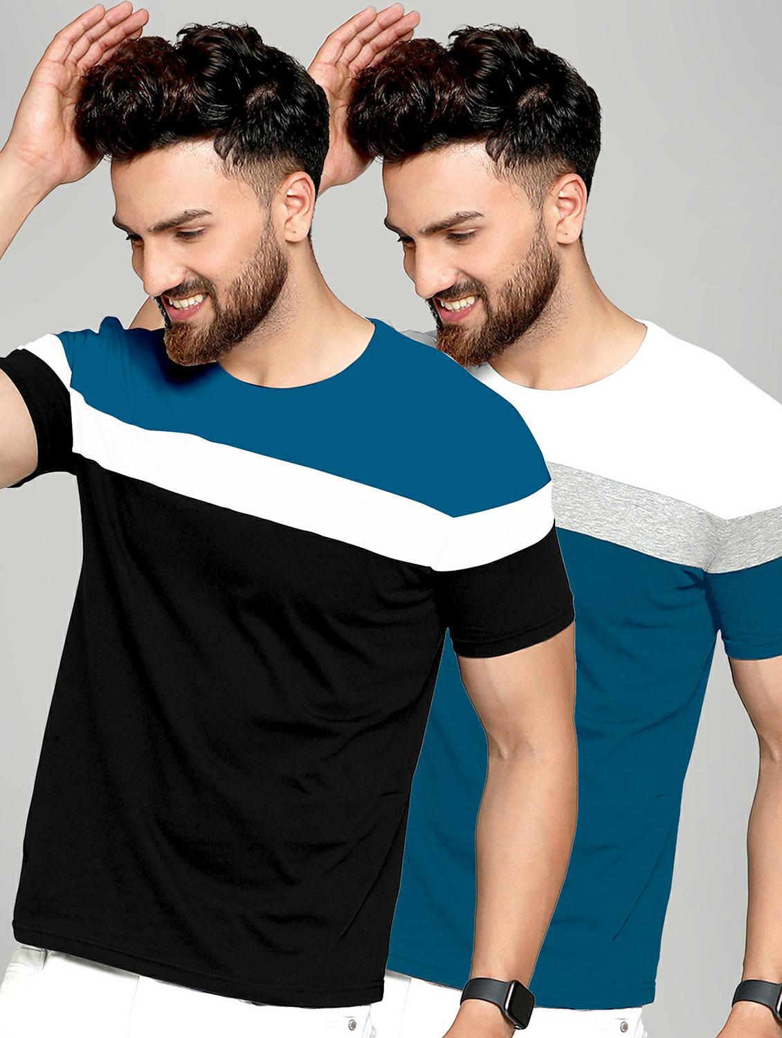 pack of 2 color block regular t-shirt - 20165329 -  Zoom Image - 0