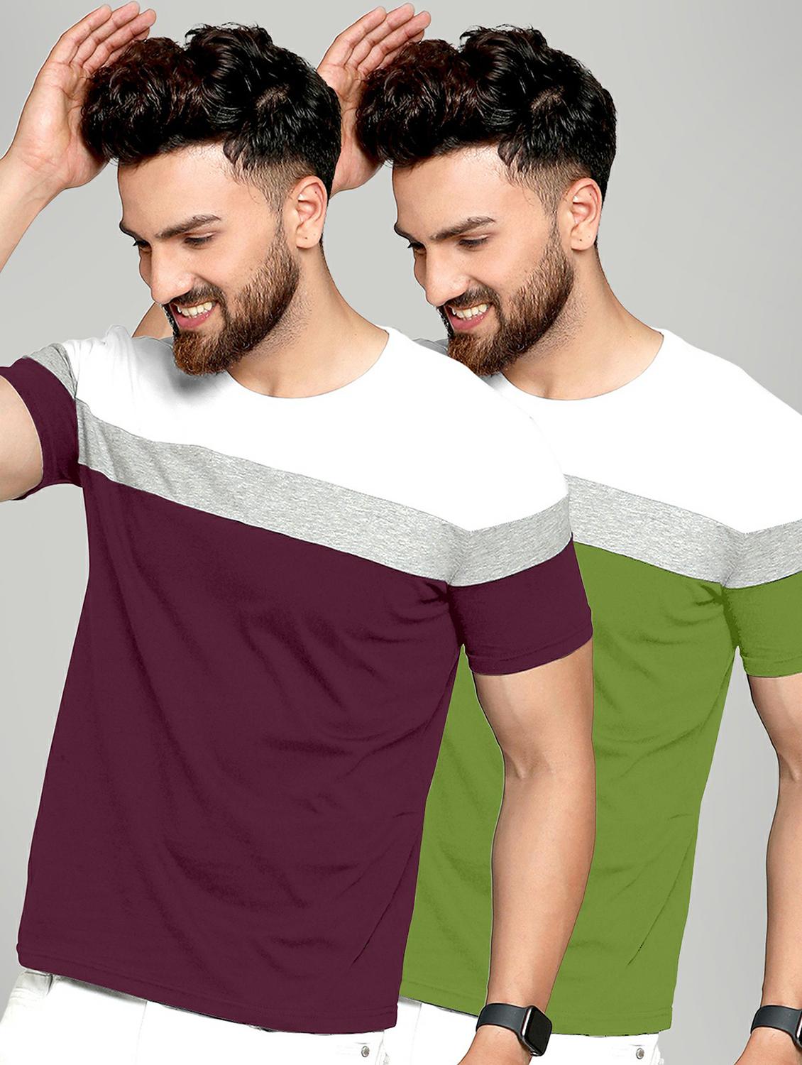 pack of 2 color block regular t-shirts - 20165343 -  Zoom Image - 0