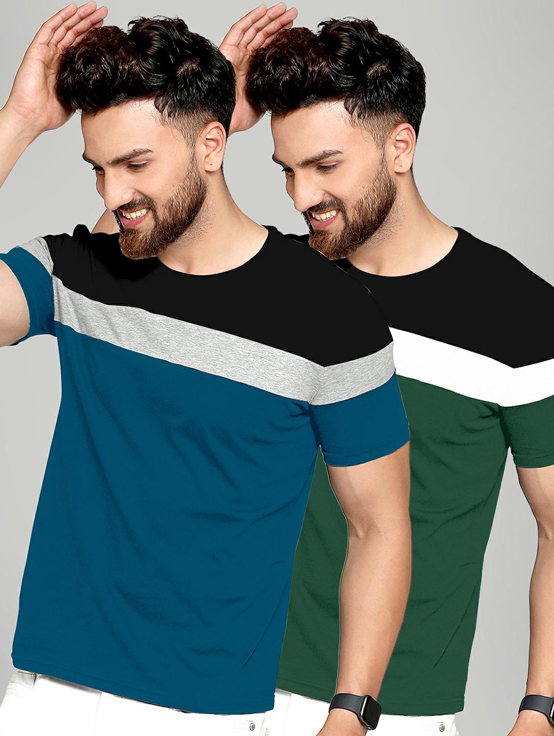pack of 2 color block regular t-shirts - 20165354 -  Zoom Image - 0