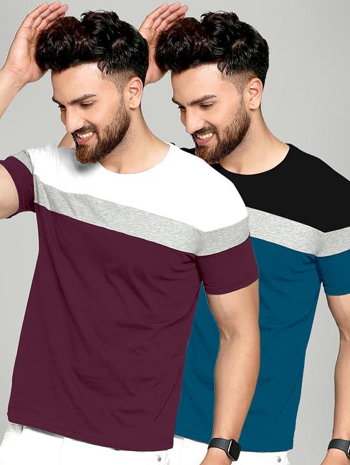 pack of 2 color block regular t-shirts - 20165356 -  Standard Image - 0