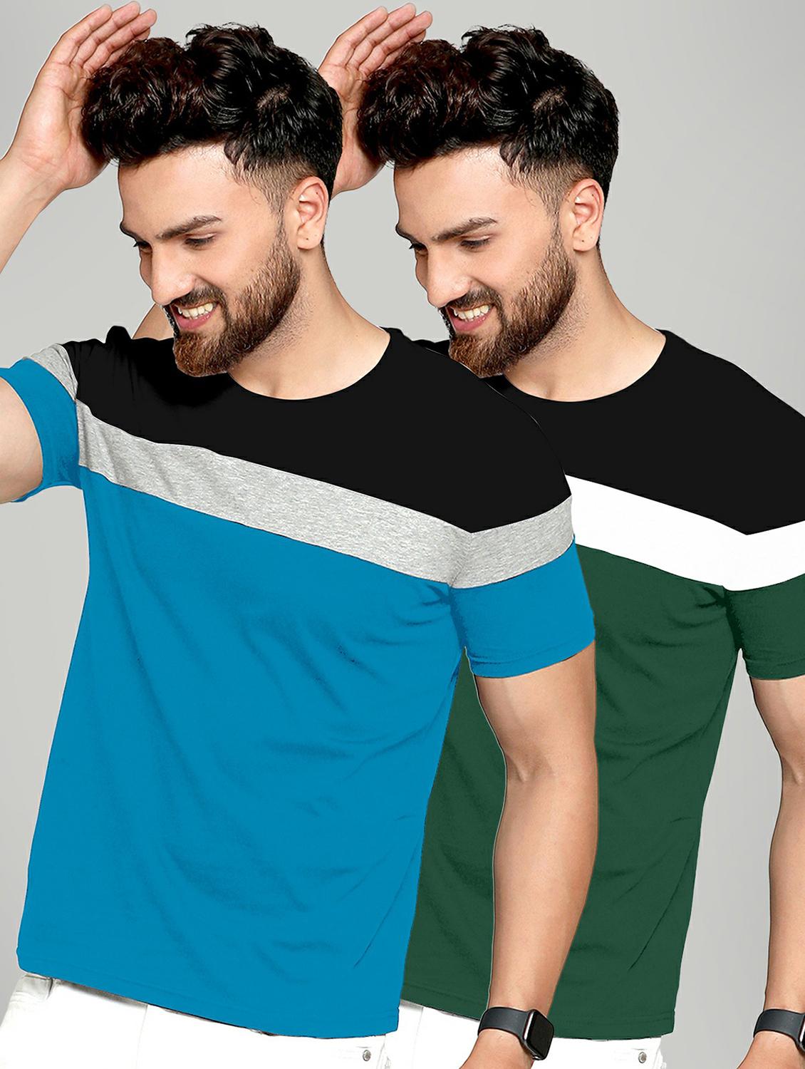 pack of 2 color block regular t-shirts - 20165360 -  Zoom Image - 0