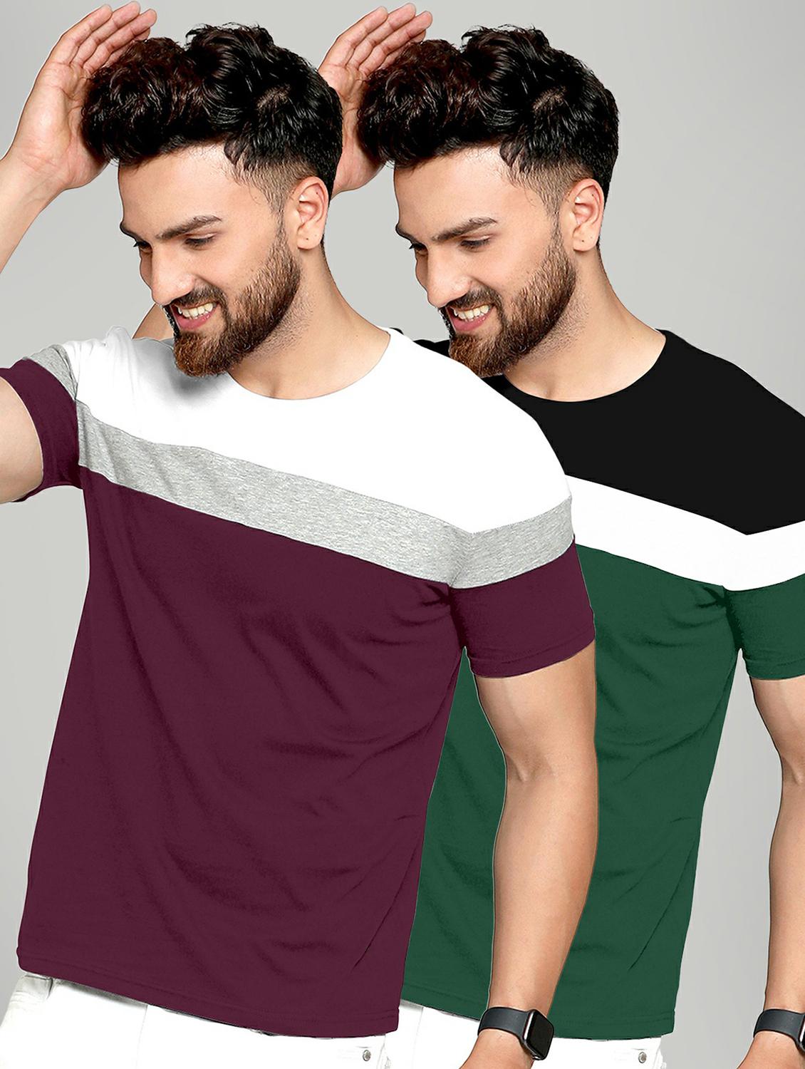 pack of 2 color block regular t-shirts - 20165361 -  Zoom Image - 0