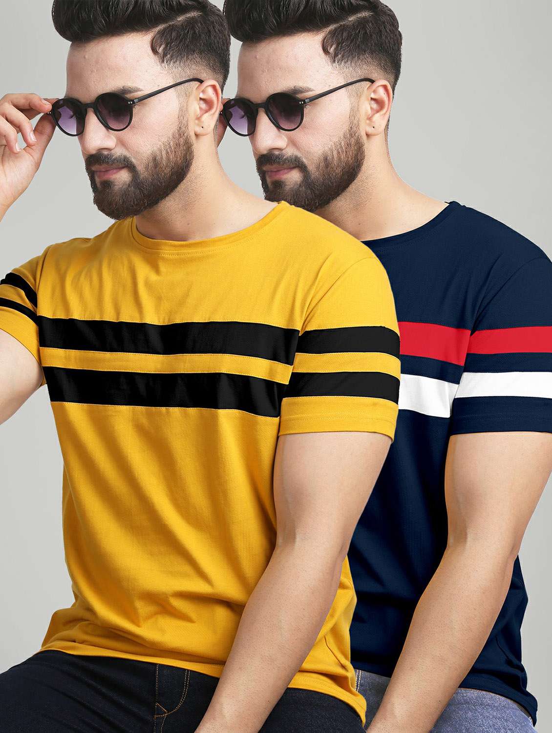 pack of 2 color block regular t-shirts - 20165393 - Zoom Image - 0