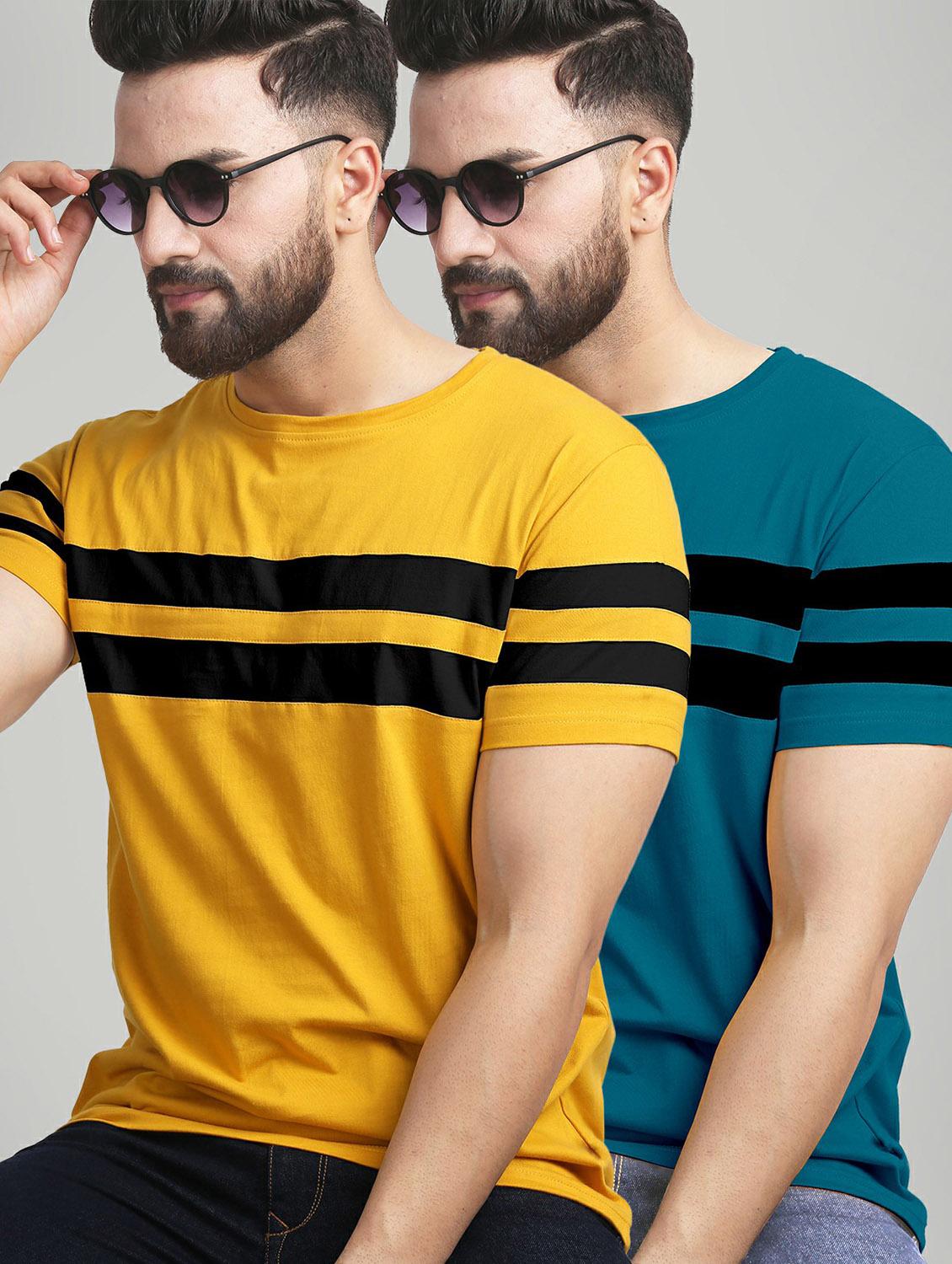 pack of 2 color block regular t-shirts - 20165429 -  Zoom Image - 0