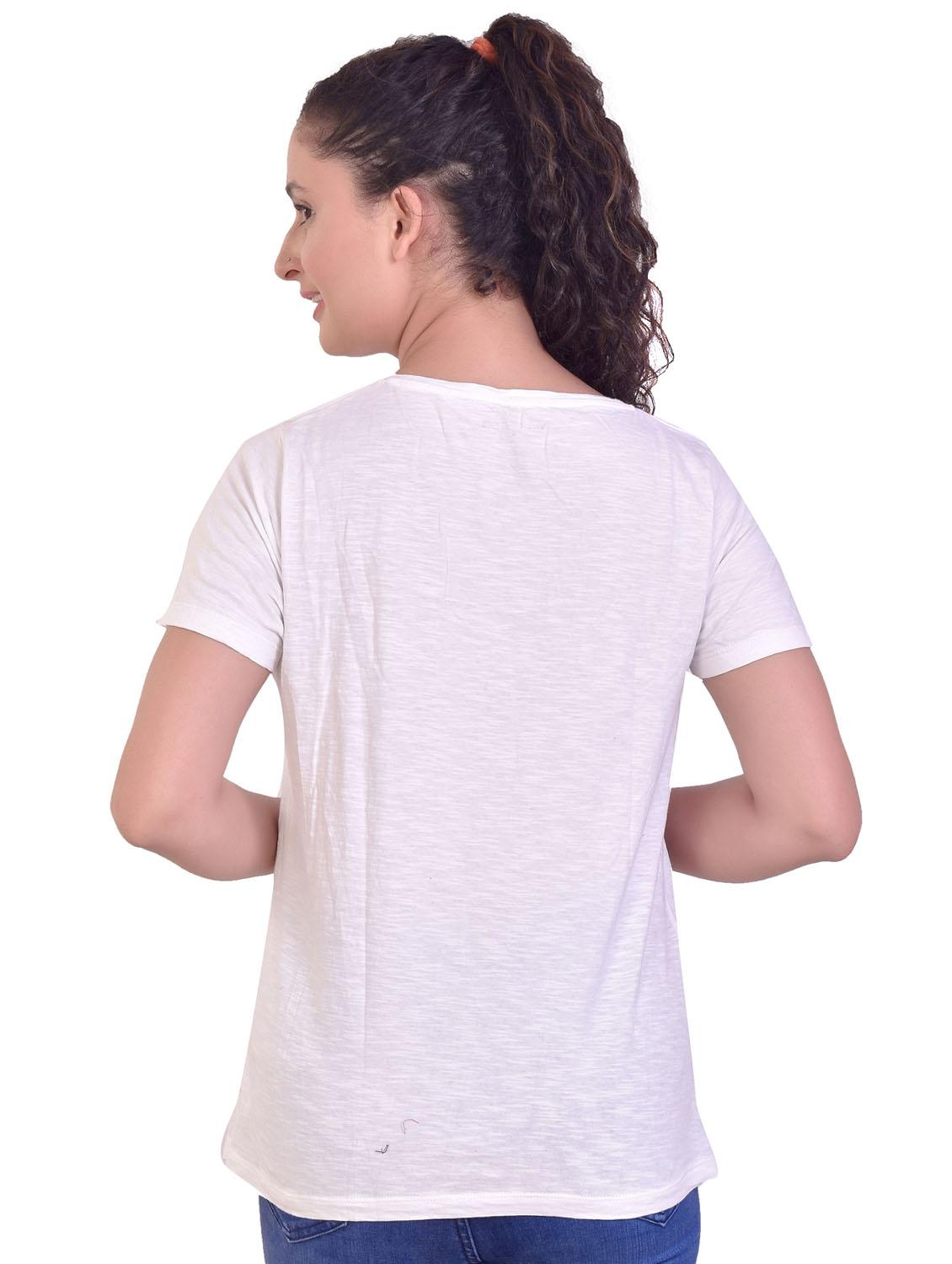 white solid round neck regular fit top - 20166090 - Standard Image - 3