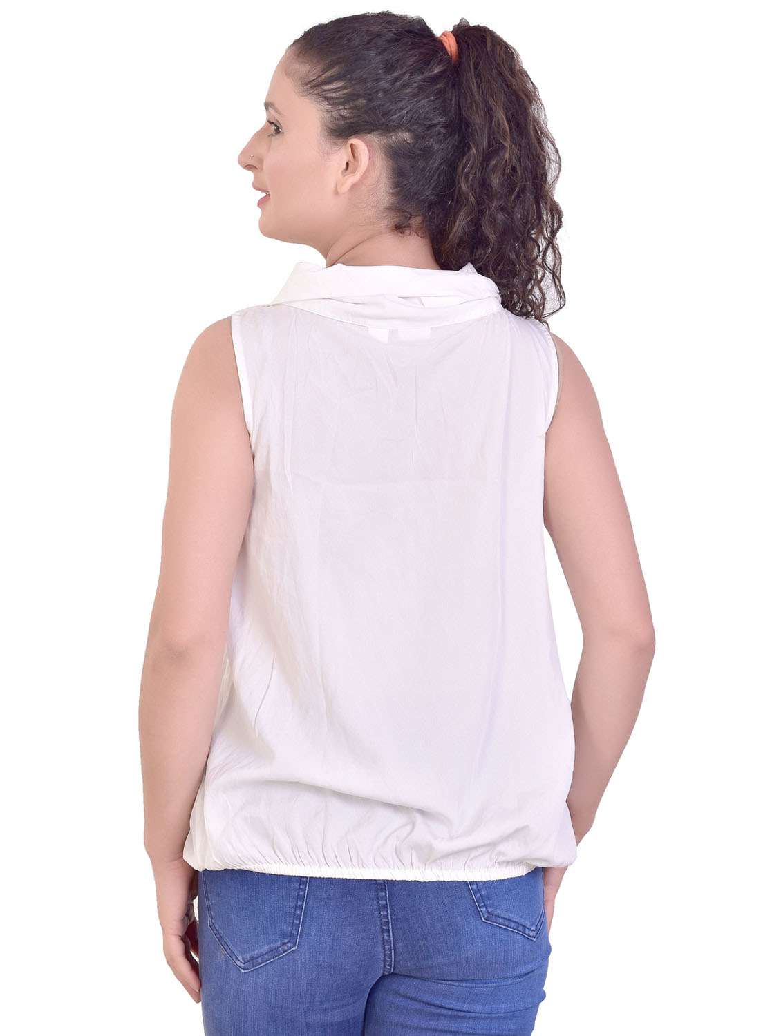 women's straight round neck top - 20166091 - Standard Image - 3