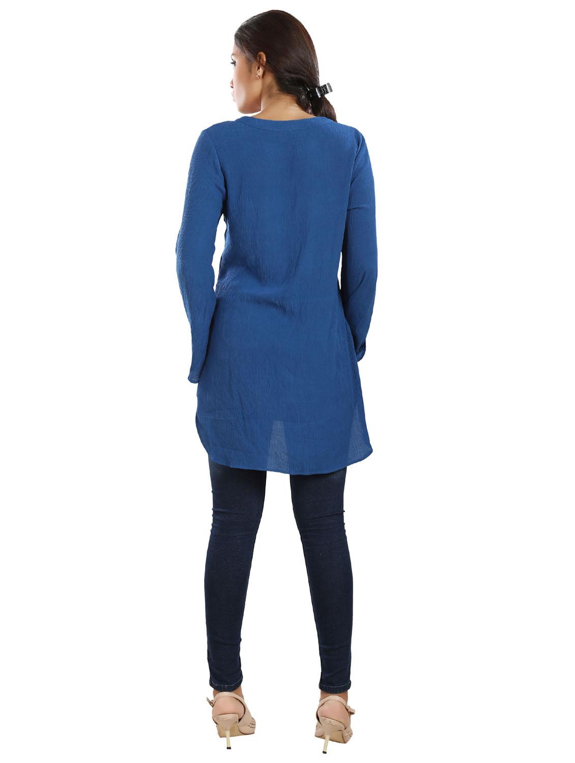tie-up neck solid high low tunic - 20166118 - Standard Image - 3