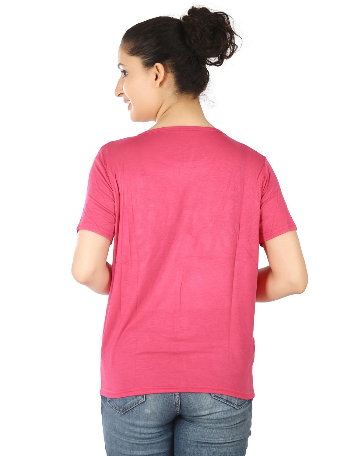 pink round neck short sleeves regular top - 20166131 - Standard Image - 3