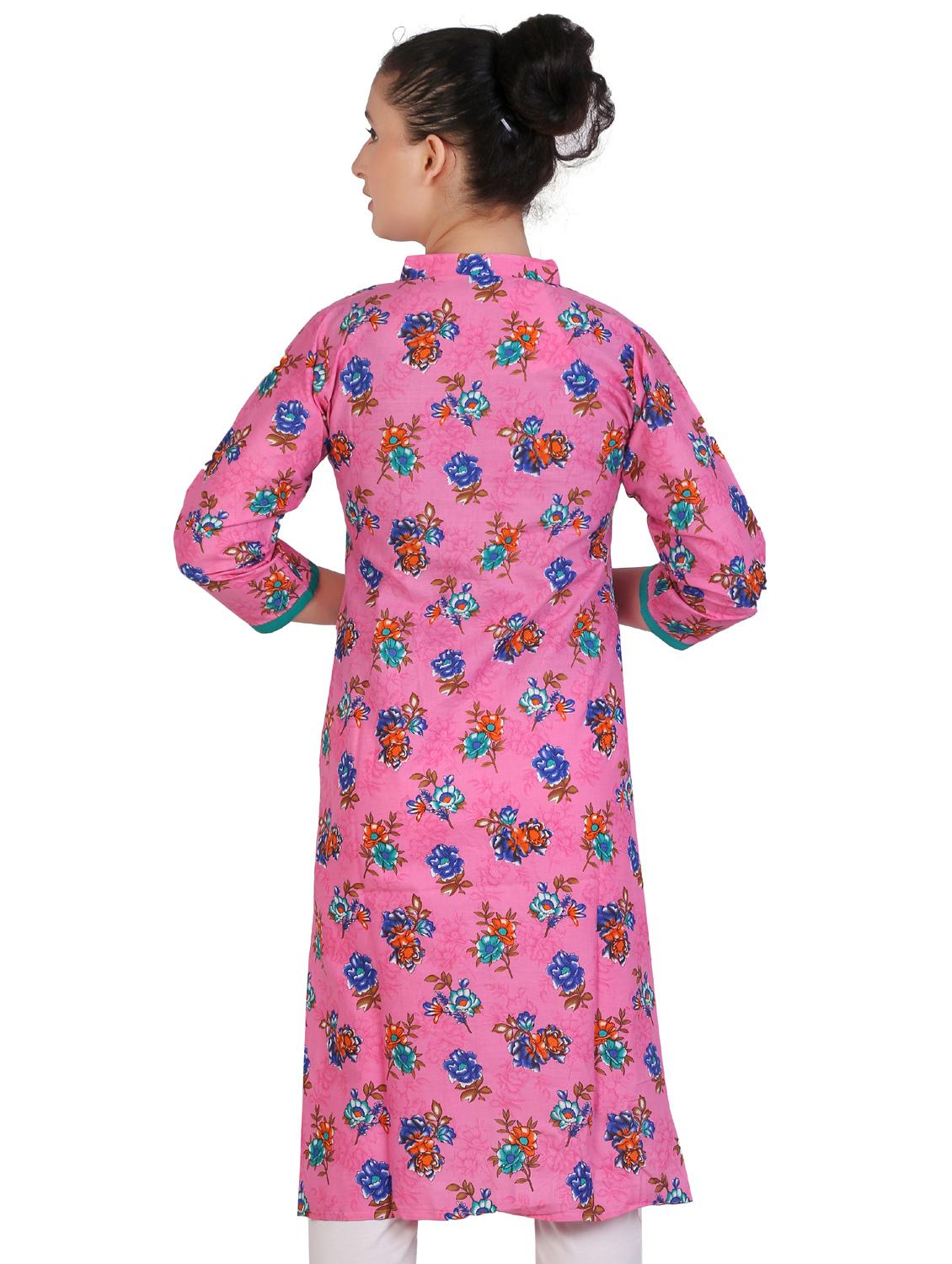 pink floral printed a-line kurta - 20166235 - Standard Image - 3