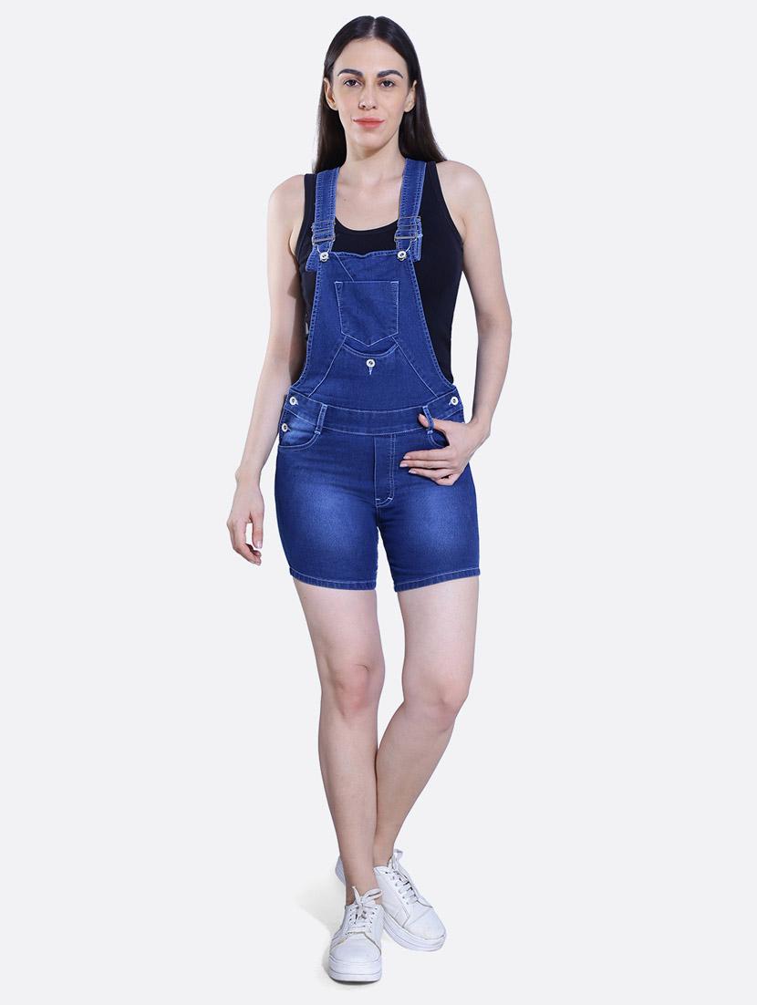 women solid denim dungaree - 20166327 - Zoom Image - 0