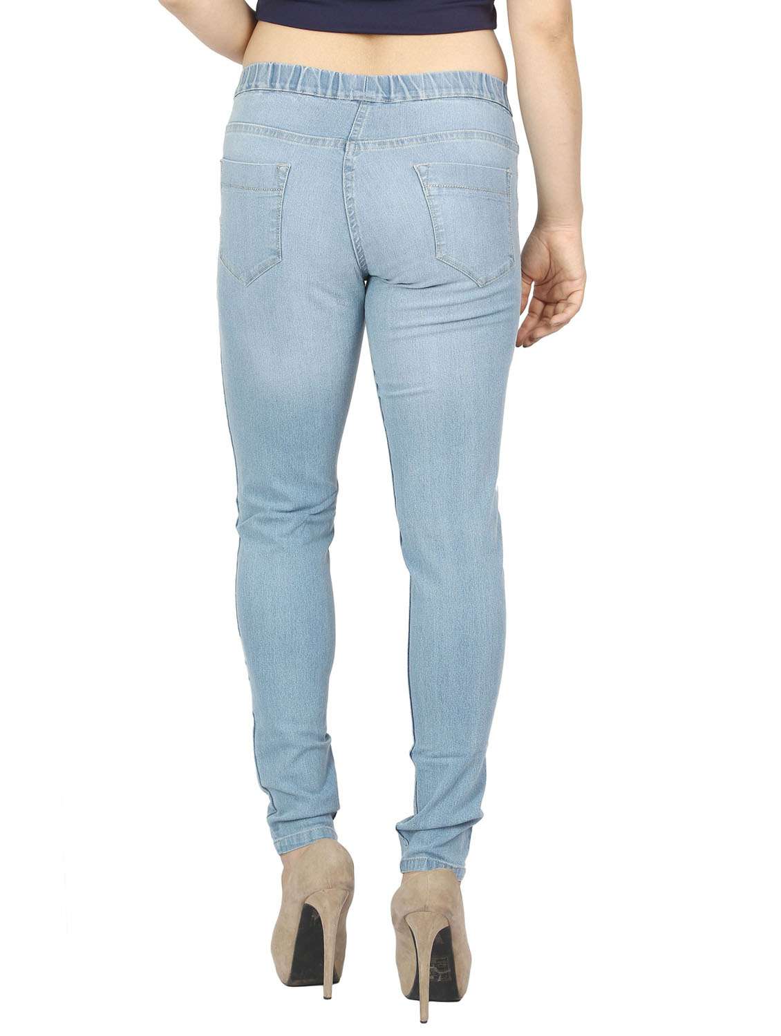 light blue solid mid rise full length jegging - 20166520 -  Standard Image - 3